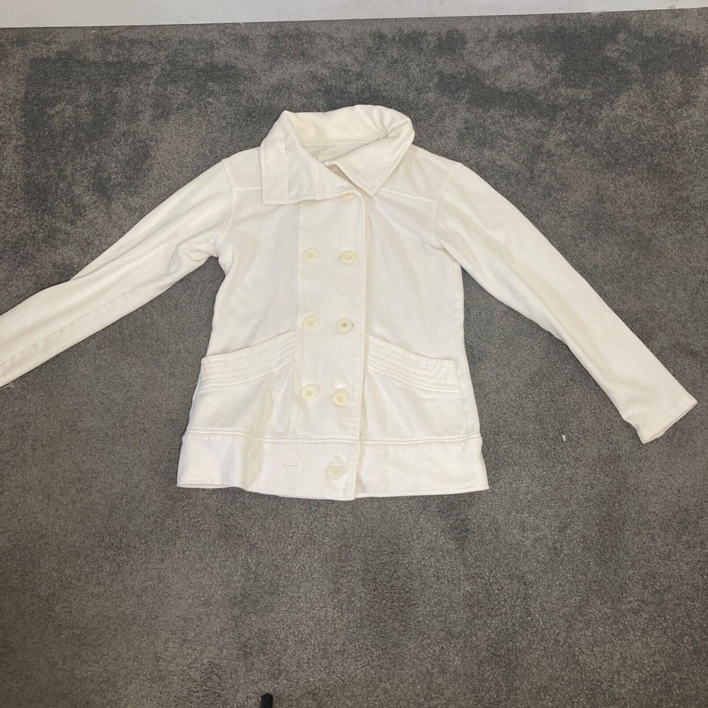 Victorias Secret Plush Lush Womens Jacket XS Off White French Terry Peacoat